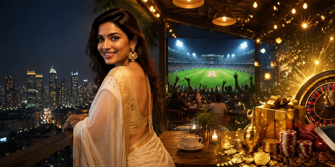Indian woman enjoying cricket betting online with smartphone